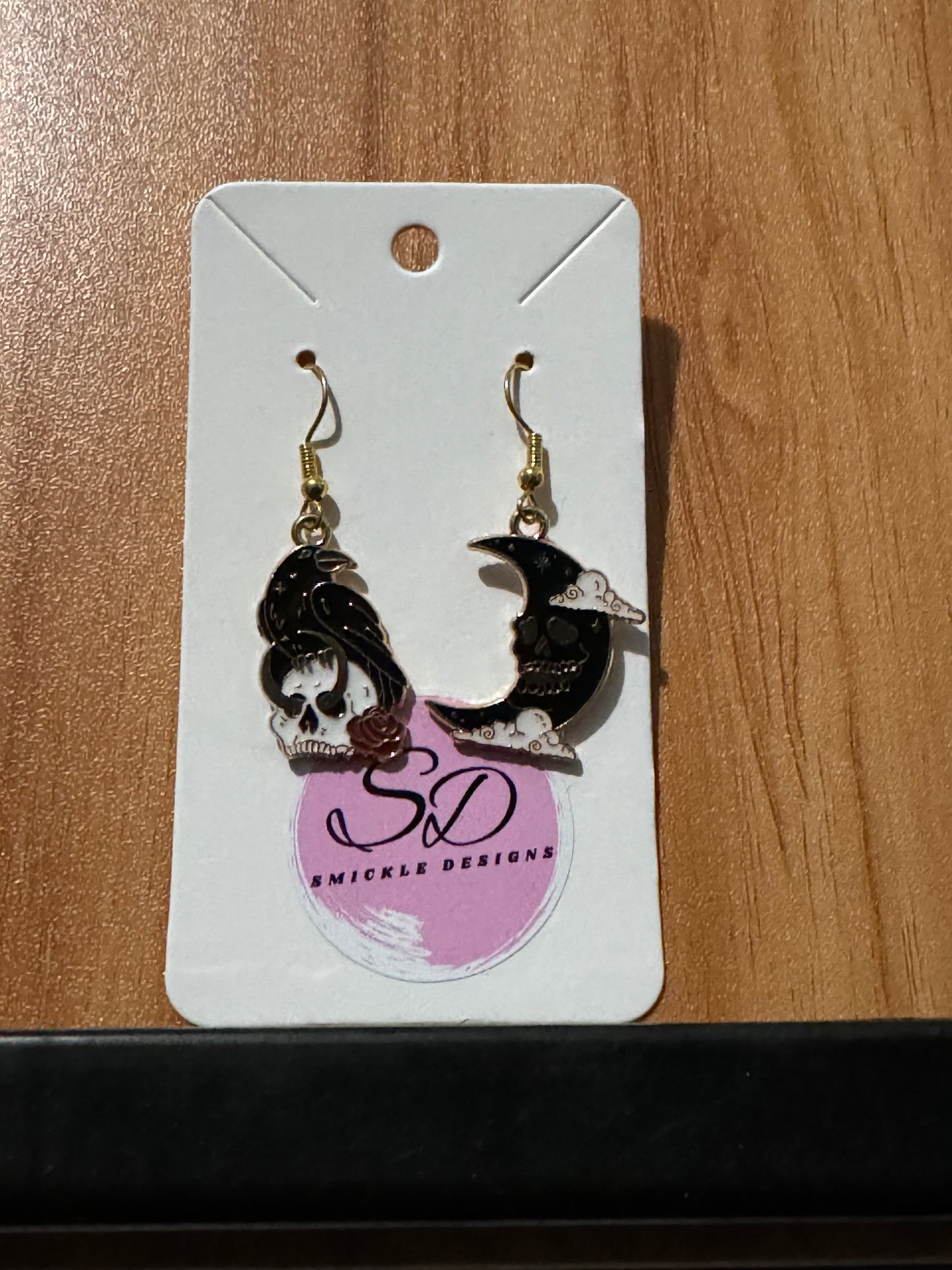 Gothic Crow & Moon Earrings
