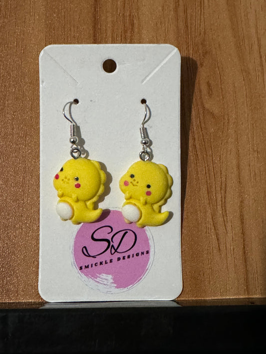 Cute Yellow Dino Earrings