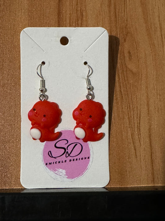 Cute Red Dino Earrings
