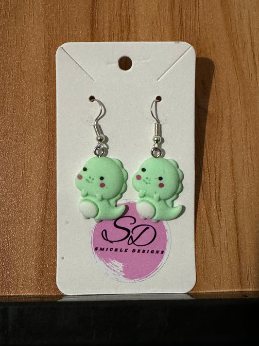 Cute Green Dino Earrings