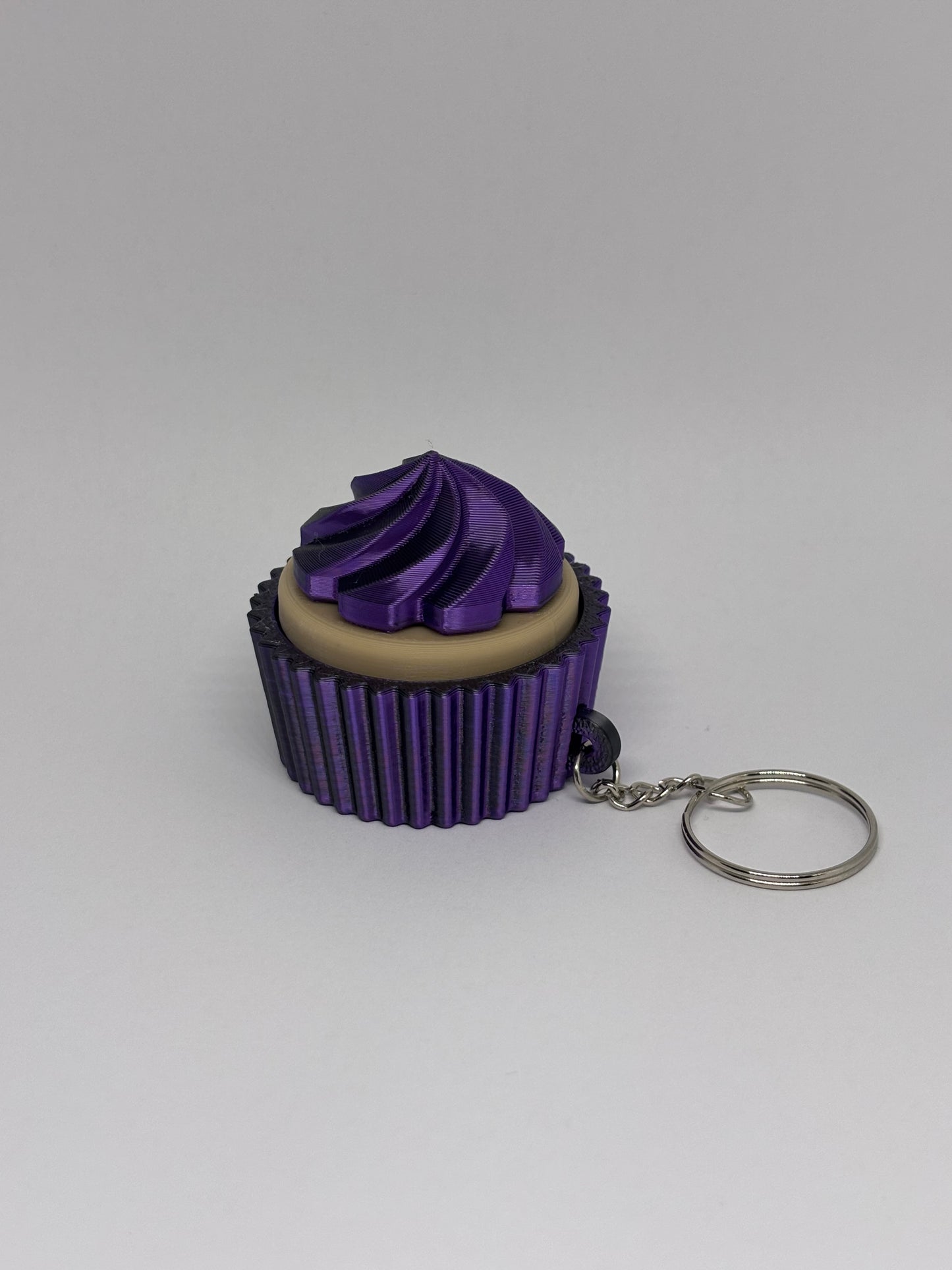 3D Cupcake Clicker Keyring - Purple/Black