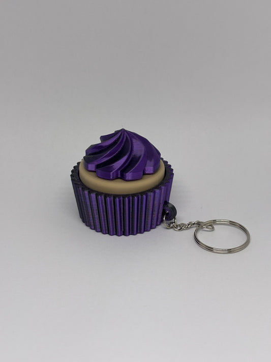 3D Cupcake Clicker Keyring - Purple/Black