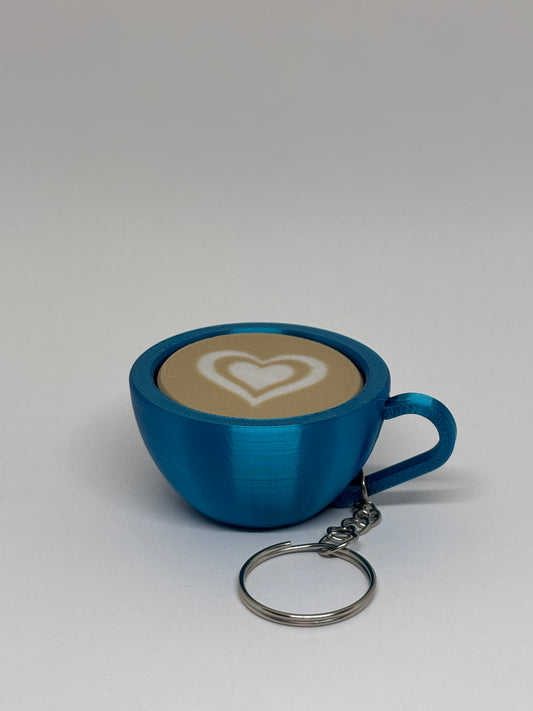 3D Marble Heart Clicker Keyring - Teal